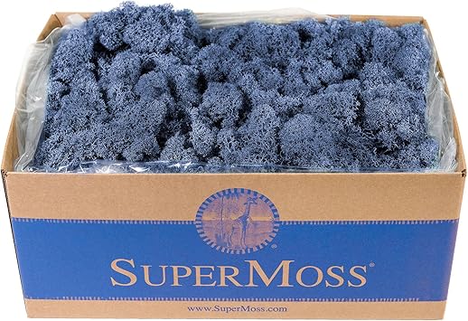 SuperMoss Reindeer Preserved Long Lasting Decorative Moss for Floral Décor Potted Plants and Indoor Planters, Royal Blue