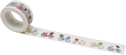 Wrapables Decorative Designs Washi Masking Tape, 15mm x 5m, Bikes & Boutiques