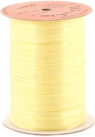 Berwick Offray 1/4'' Wide Pearlized Raffia Ribbon, Yellow, 100 Yards