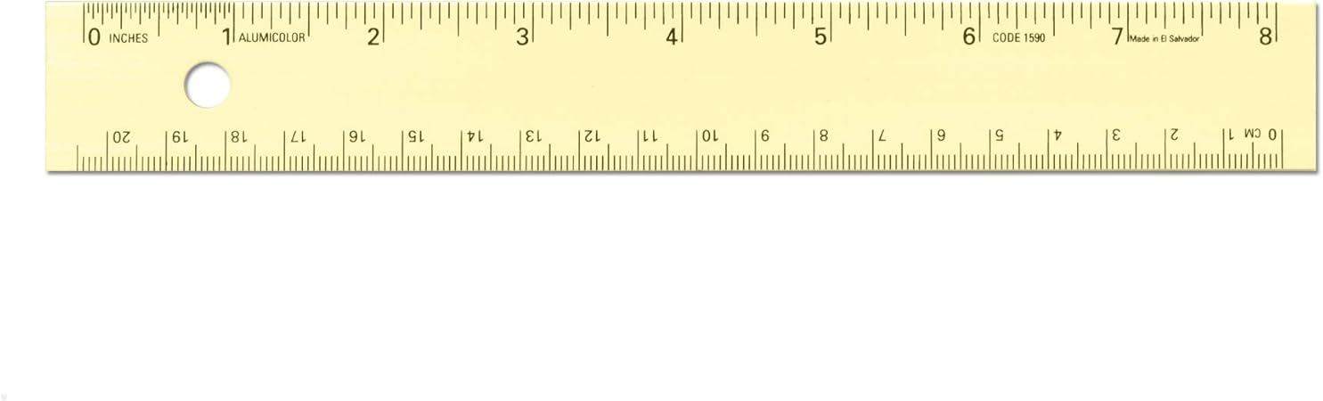 Alumicolor Aluminum Straight Edge with Center Finding Back Ruler, 8 Inch, Gold