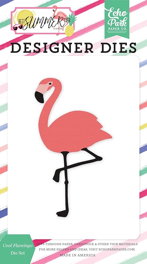 Echo Park Paper Company Cool Flamingo Set die, pink, teal, yellow, green, purple