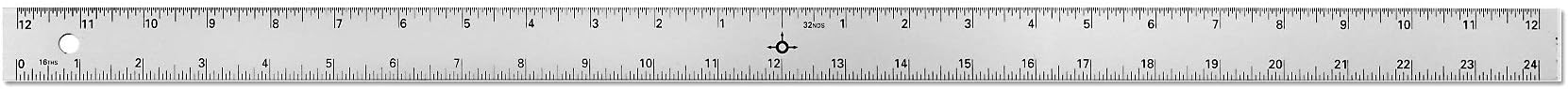 Alumicolor Aluminum Straight Edge with Center Finding Back, 24IN, Silver