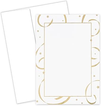 Great Papers! Gold Foil Stars & Streamers Flat Card Invitations with Envelopes, 5.5