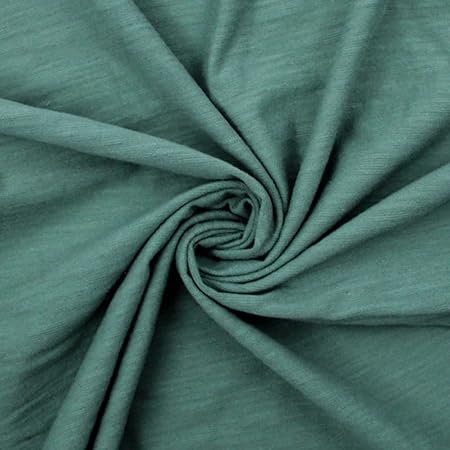 Texco Inc Solid Slub Spandex Jersey Knit Cotton Blend/Apparel DIY Fabric, Green Dusty 10 Yards