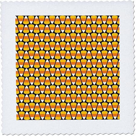 3dRose Orange, Yellow, and White Halloween Candy Corn Pattern - Quilt Square, 14 by 14-Inch (qs_216849_5)