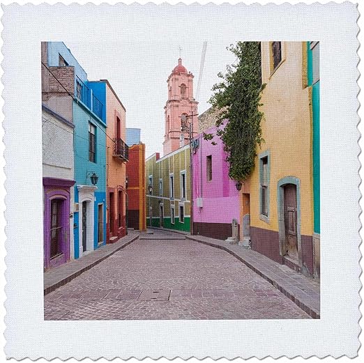 3dRose Mexico, Guanajuato. Colorful street scene. - Quilt Square, 10 by 10-inch (qs_209921_1)