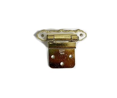 Harris Hardware 106-WB-10 Self-Closing Antique Brass with White Overlay 3/8 in. Inset Overlay Hinge 10 Pairs (20 Hinges) with Screws and Self-Stick Bumpers