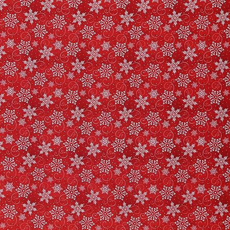 MOOK FABRICS Cotton 2024 Christmas Snowflakes, Red 15 Yard Bolt