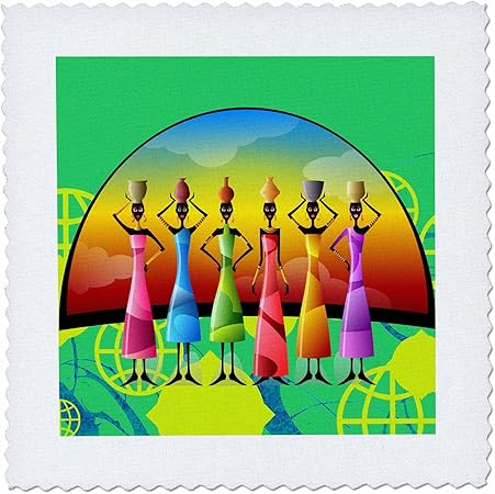 3dRose African American Woman Designer Art Original-Quilt Square, 14-inch (qs_205174_5)