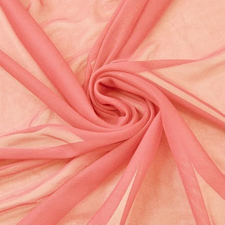 Texco Inc Lightweight Solid Color Chiffon Matte Jersey No Stretch Sewing, Crafts, Wedding, Apparel Fabric, DIY Projects, Light Coral 1 Yard