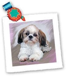 3dRose LLC Shih Tzu Puppy 10 by 10-Inch Quilt, Square