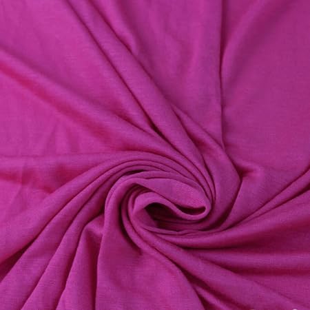 Texco Inc Lightweight Solid Color 100% Rayon Jersey Knit 2-Way Stretch Decoration Apparel DIY Fabric, Fuchsia 1 Yard