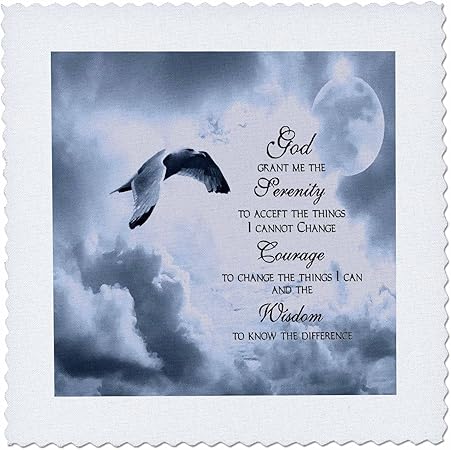 3dRose qs_52227_2 The Serenity Prayer a Beautiful Dove One of a Kind Graphic Will Inspire All Quilt Square, 6 by 6-Inch