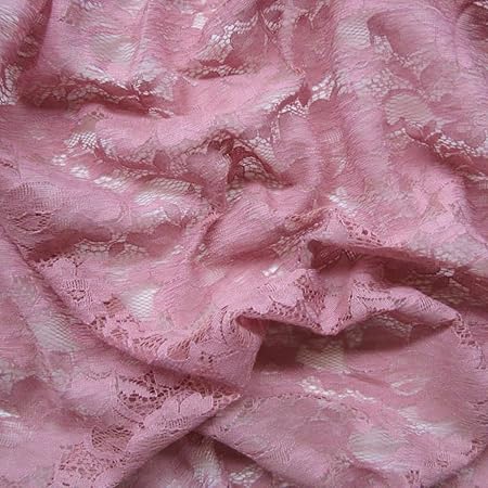 Texco Inc Chic Pattern Cotton Nylon LACE Minimal Stretch/Special Occasion, Decoration, Apparel, Home/DIY Fabric, Pink Carnation 3 Yards