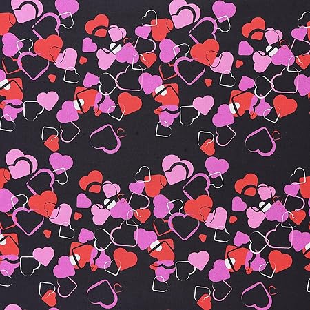 Mook Fabrics Cotton 2024 Valentines Colored Hearts, Black 15 Yard Bolt