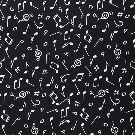 Mook Fabrics Cotton Air Music Notes, Black 15 Yard Bolt