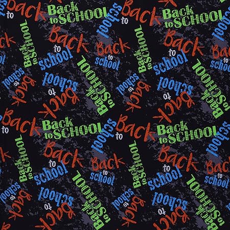 Mook Fabrics Cotton Back to School Chalkboard, Orange 15 Yard Bolt