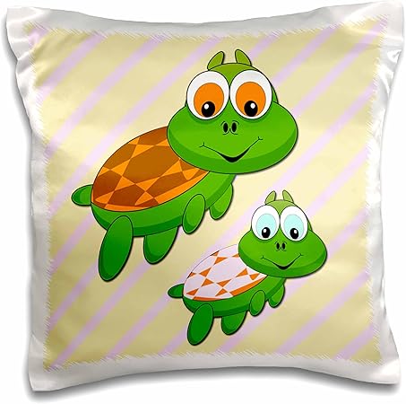 3dRose Cute Turtles. Pink. Kids Decor. Popular Image Pillow Case, 16-inch (pc_218373_1)