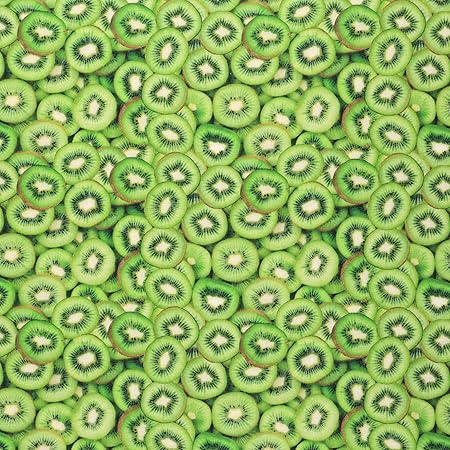 MOOK FABRICS Cotton Fruits-Vegetables Kiwi, Green 15 Yard Bolt