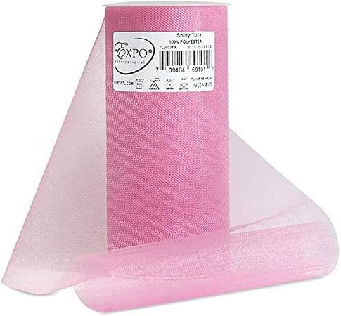 Expo Shiny Tulle Spool of 25-Yard, Pink