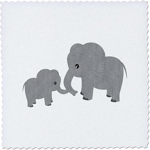 3dRose Mom and Baby Elephant-Quilt Square, 10-inch (qs_195248_1)