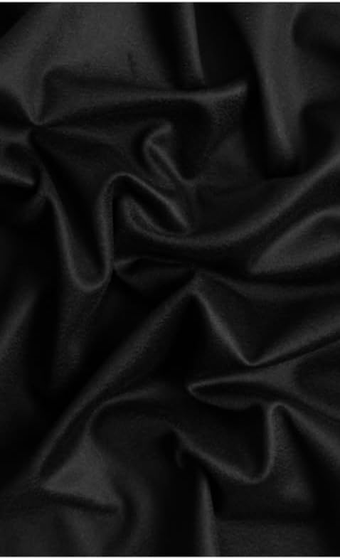 Tuva Textile 3 Yards Bolt of Real Cashmere Fabric (10% CASHMERE-90% Wool), Black Shiny