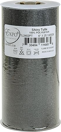 Expo International Shiny 6-Inch Tulle Spool, 25-Yard, Pewter