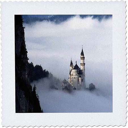 3dRose qs_54115_4 Bavarian Castle Quilt Square, 12 by 12-Inch