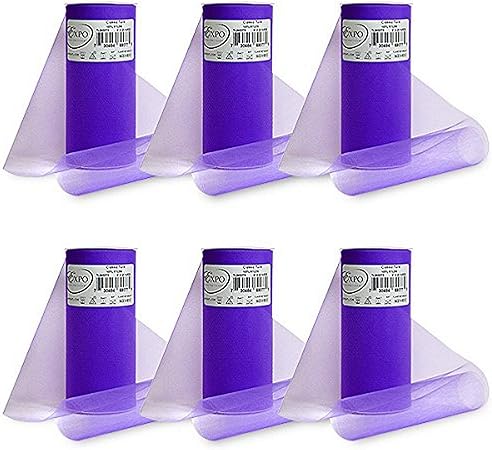 Expo International Pack of 6 Premium Matte Spool of 6-inch X 25 Yards | Purple Tulle