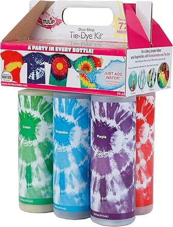 Tulip One-Step Tie-Dye Kit Extra Large Block Party 16 oz Easy Squeeze Bottles, All-in-1 Kit for Group Activity Tie-Dye, 6, Vibrant Colors