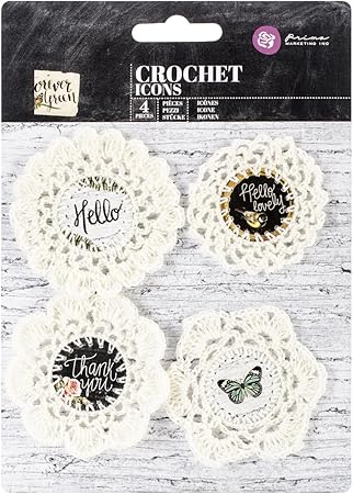 Prima Marketing Forever Green Crochet Icons, 4-Pack