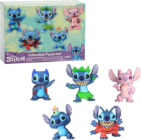 Disney’s Lilo & Stitch Collectible Stitch Figure Set, 5-pieces, Officially Licensed Kids Toys for Ages 3 Up by Just Play