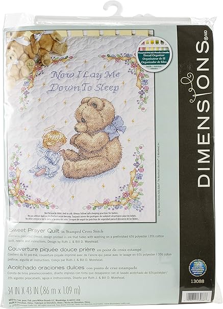 Dimensions Stamped Cross Stitch Sweet Prayer DIY Baby Quilt Kit, 34'' x 43''