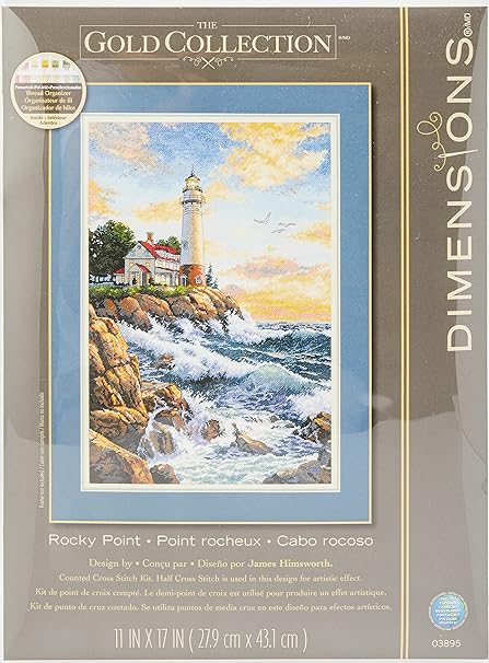 Dimensions Cliffside Lighthouse Gold Collection Advanced Counted Cross Stitch Kit for Adults, 11