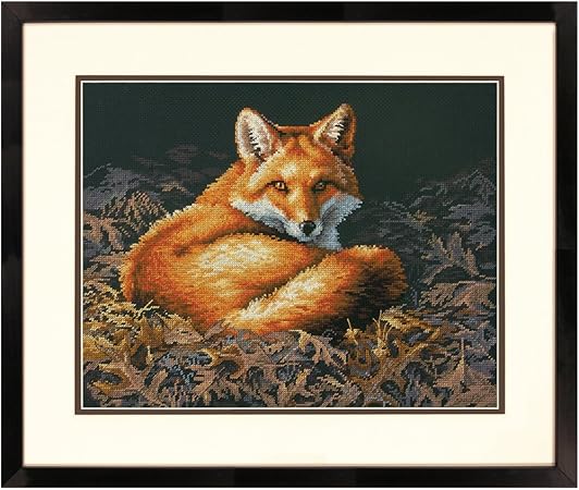 Dimensions Sunlit Fox Counted Cross Stitch Kit, 14 Count Black Aida, 14'' x 11''