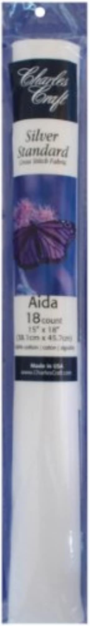 DMC TC8836-6750 Silver Label Aida Count with Soft Tube, White, 15 by 18-Inch, 18-Pack