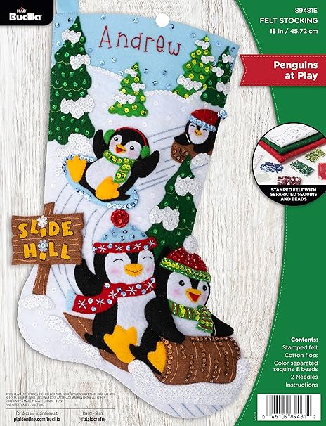 Bucilla Felt Applique Stocking Kit, Penguins at Play 18