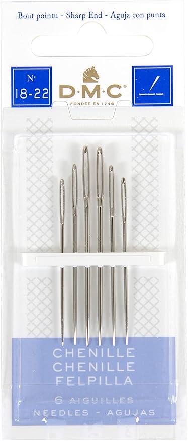 DMC 1768-18/22 Chenille Hand Needles, 6-Pack, Size 18/22