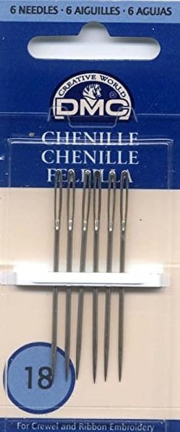 DMC 1768-18 Chenille Hand Needles, 6-Pack, Size 18, Blue