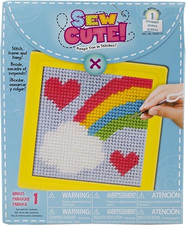 Colorbok 61904 Rainbow Learn to Sew Needlepoint Kit, 6-Inch by 6-Inch, Yellow Frame