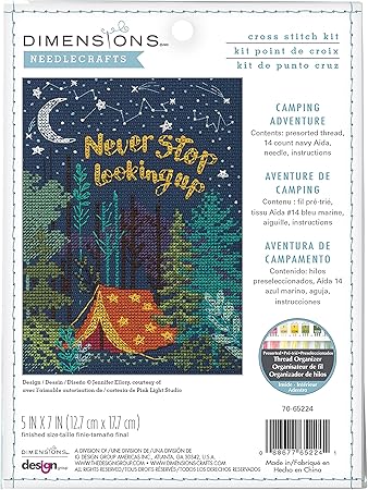 Dimensions Nighttime Camping Adventure Counted Cross Stitch Kit for Beginners, 5