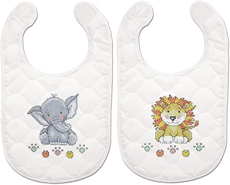 Design Works Crafts Janlynn Stamped for Cross Stitch Baby Bib Kit, in The Jungle