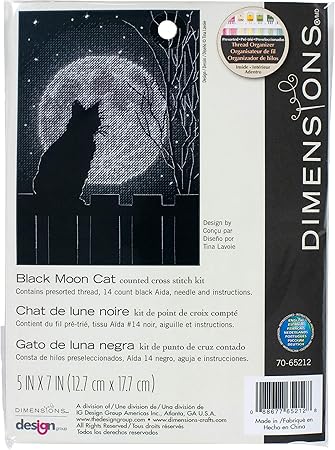 DIMENSIONS Black Moon Cat Counted Cross Stitch Kit, Multi-Color