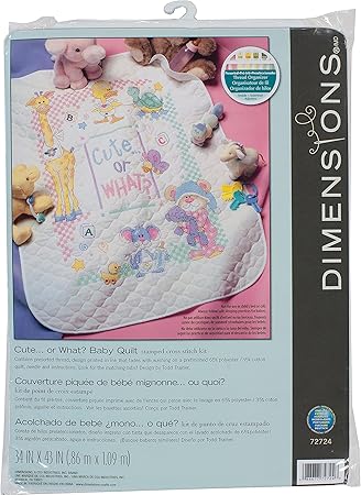 Dimensions Stamped Cross Stitch 'Cute or What?' DIY Baby Quilt, 34