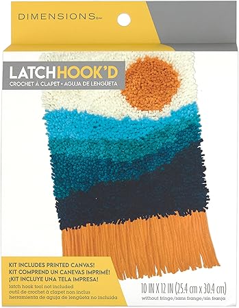 Dimensions 72-76380 Colorful Sunset Beginner Latch Hook Kit with Fringe, 10