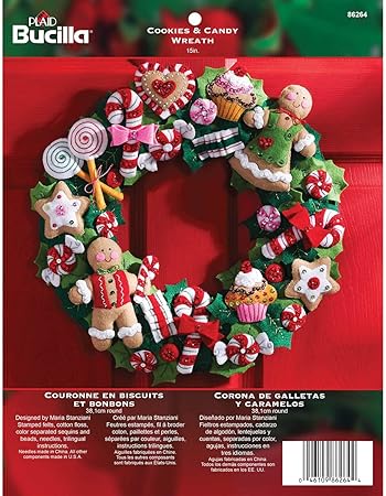 Bucilla Felt Applique Wreath Kit, 15-Inch Round, 86264 Cookies & Candy