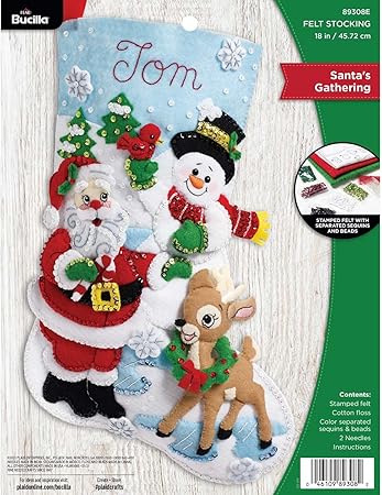 Bucilla, Santa's Gathering, Felt Applique Christmas Stocking, 18