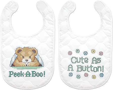 Tobin Under The Covers Stamped for Cross Stitch Baby Bibs Kit