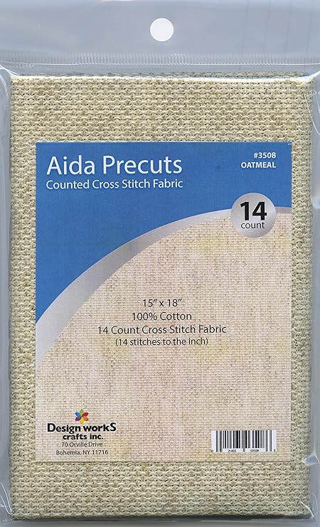 Design Works Crafts 14 Aida Fabric Pre-Cut for Counted Cross Stitch-Oatmeal, Gold