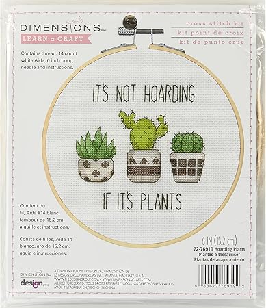 Dimensions 72-76919 Hoarding Plants Counted Cross Stitch Kit for Beginners, 6